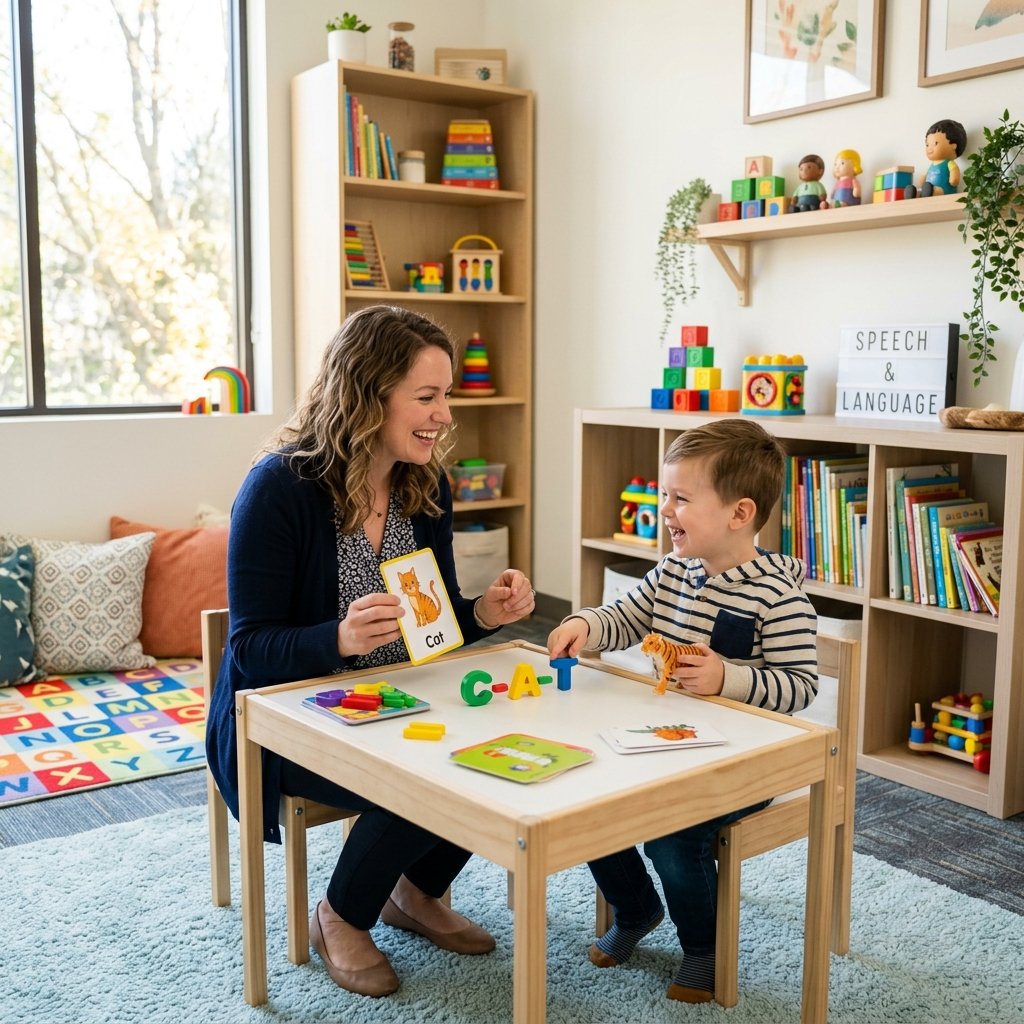 Cheerful Speech Therapy Session